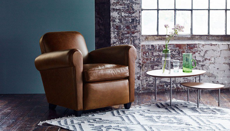 Barrington Club chair tan leather with the eclipse table - available at Heal's