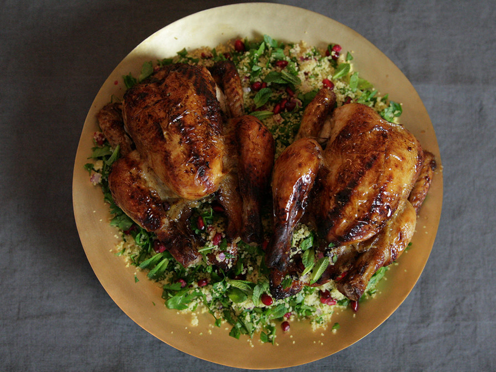 Romantic Valentine's Meal | Honey and Pomegranate Roast Poussin recipe by Pascale Smets