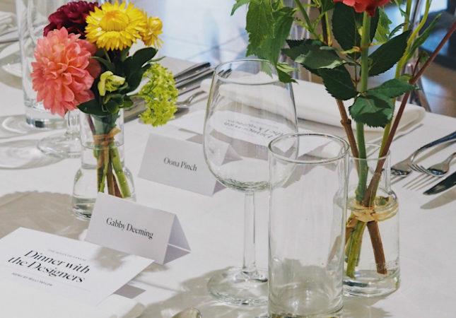 A place setting at Dinner with the Designers 2019