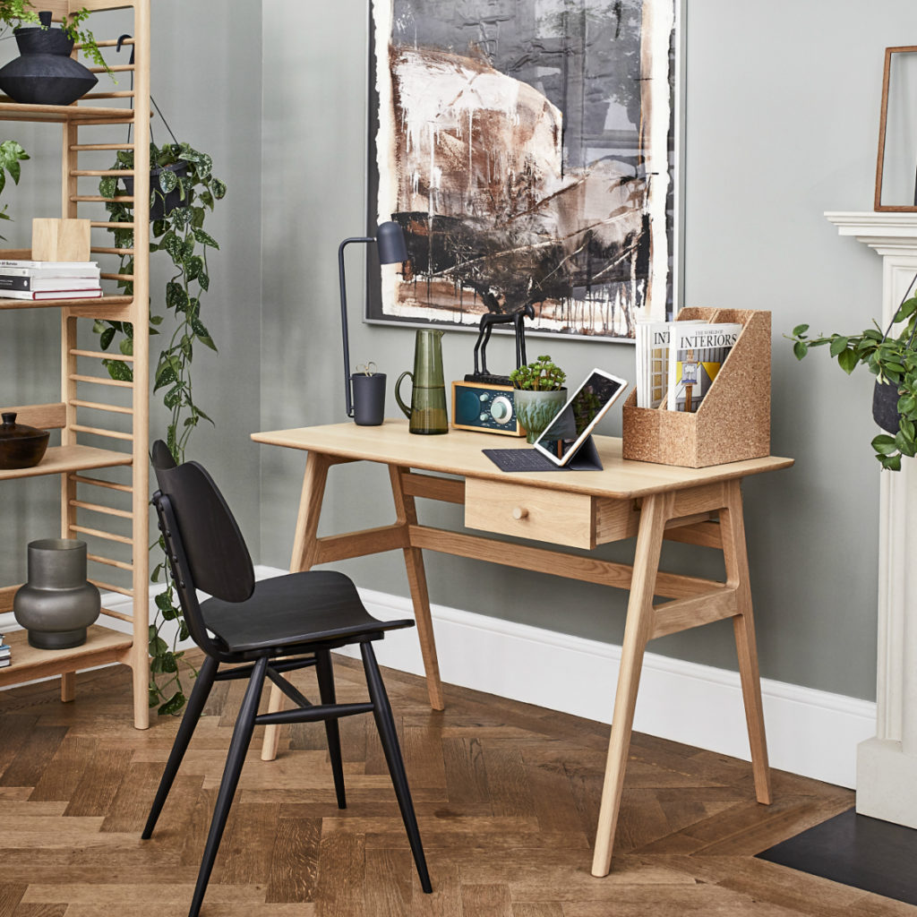 Ercol's Ballatta Desk in a home office