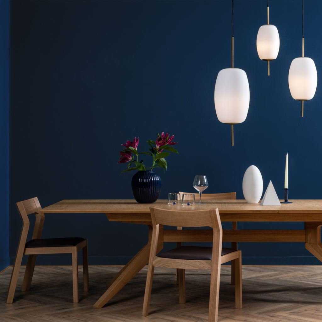 Pantone's Colour of the Year 2020, Classic Blue, with the Cross Leg Dining Table