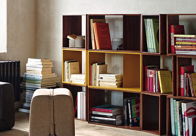 The Cuts Shelving Module in a home library | Image courtesy of Ligne Roset