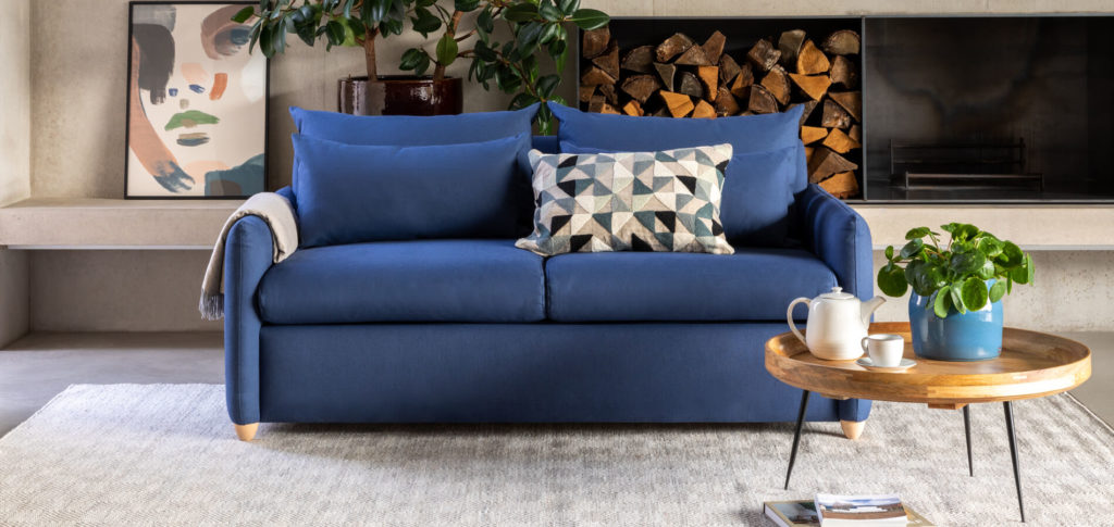 Pillow blue sofa bed