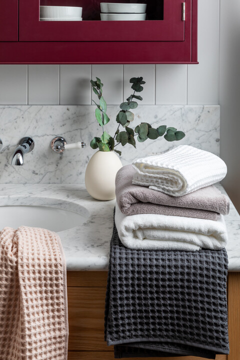 Towels by sink