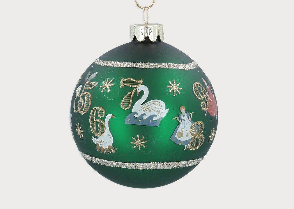 12 Days of Christmas Matt Green Glass Ball