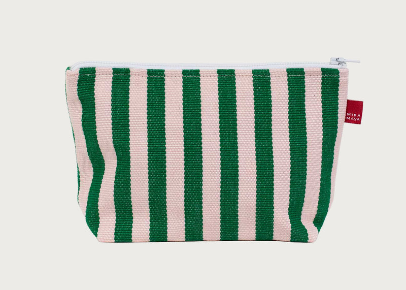 Stripe Toiletry Bag Green & Pink