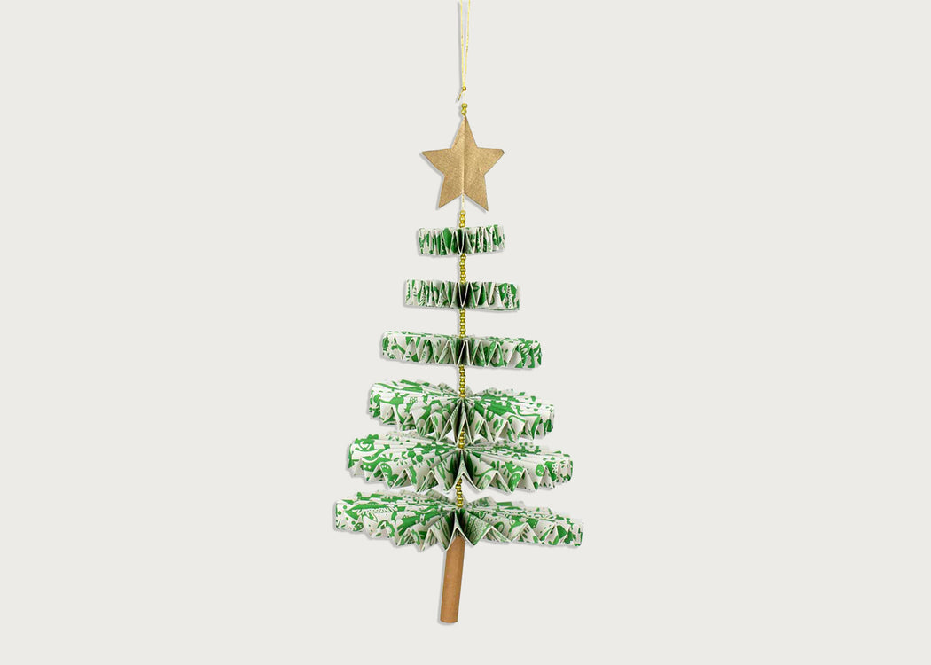 Fold Fir Decoration Off White & Green