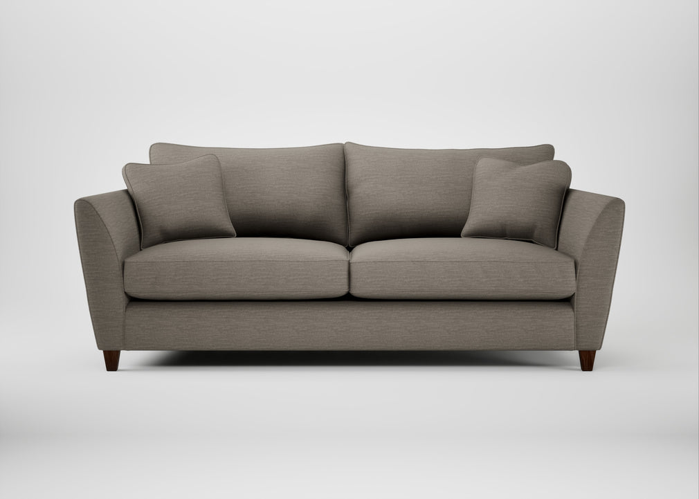 Torino 4 Seater Sofa Broad Weave Pebble / Walnut Stained