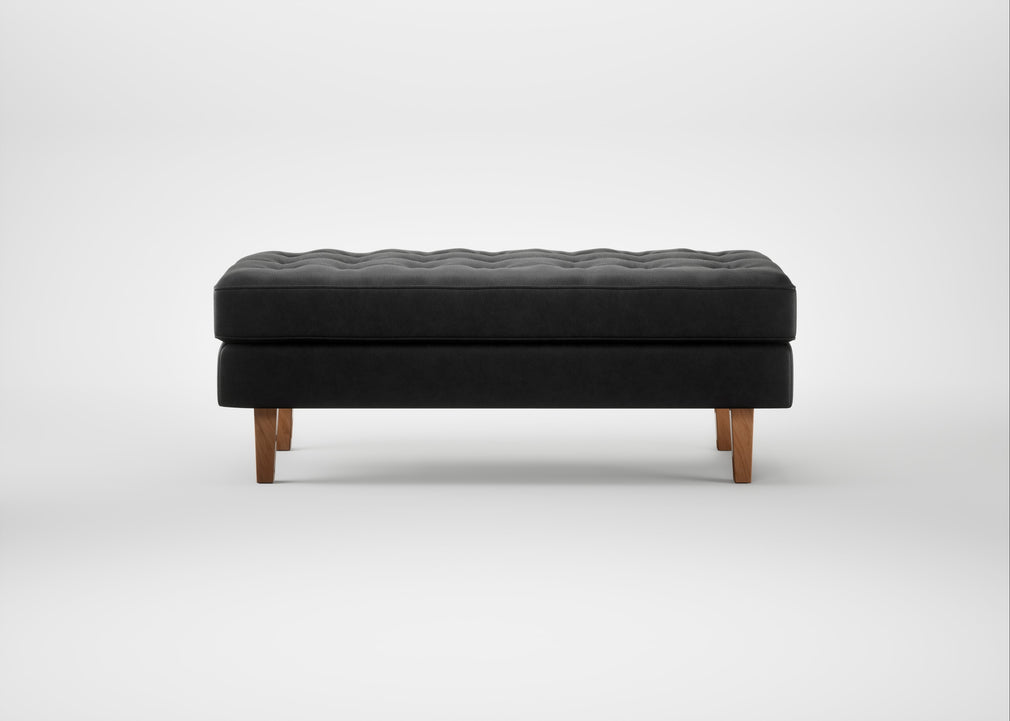 Hepburn Ottoman Leather Grain Graphite 063 / Natural