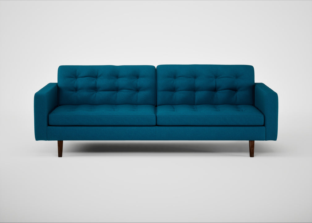 Hepburn 4 Seater Sofa St Moritz Wool Teal / Walnut