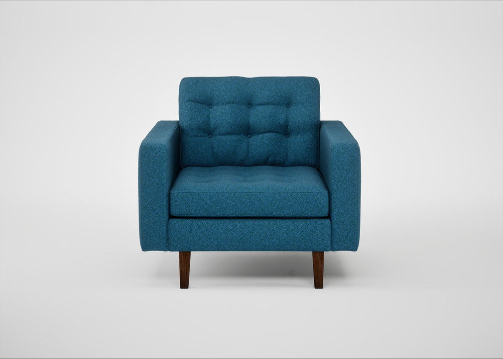 Hepburn Armchair St Moritz Wool Blue / Walnut