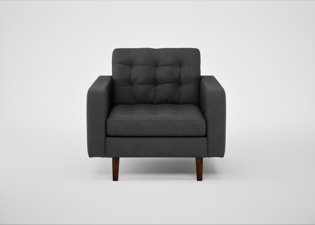 Hepburn Armchair St Moritz Wool Grey / Walnut