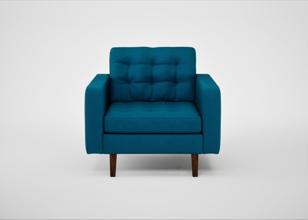 Hepburn Armchair St Moritz Wool Teal / Walnut