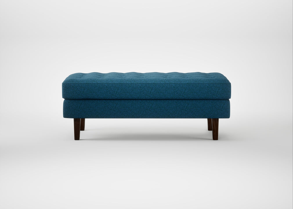 Hepburn Ottoman St Moritz Wool Blue / Walnut