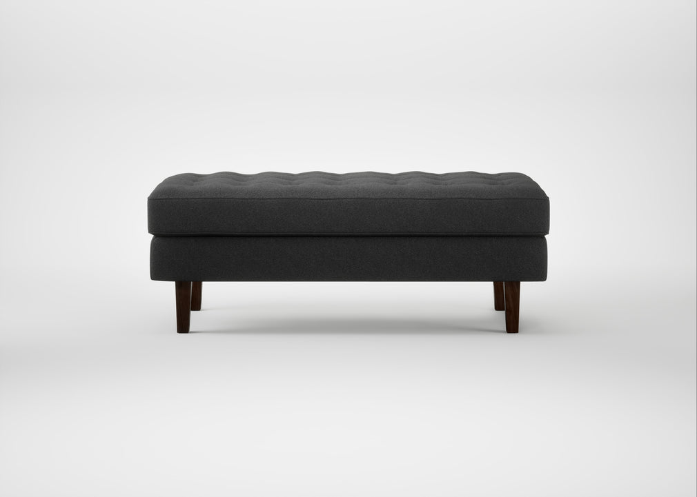 Hepburn Ottoman St Moritz Wool Grey / Walnut