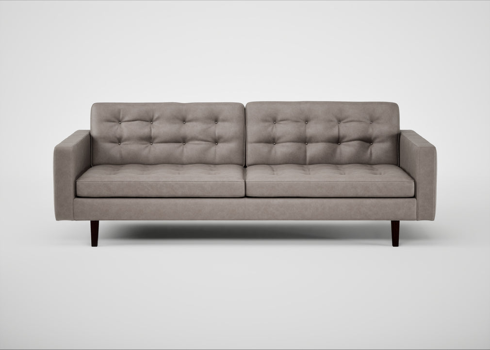 Hepburn 4 Seater Sofa Leather Grain Light Grey 060 / Wenge Black