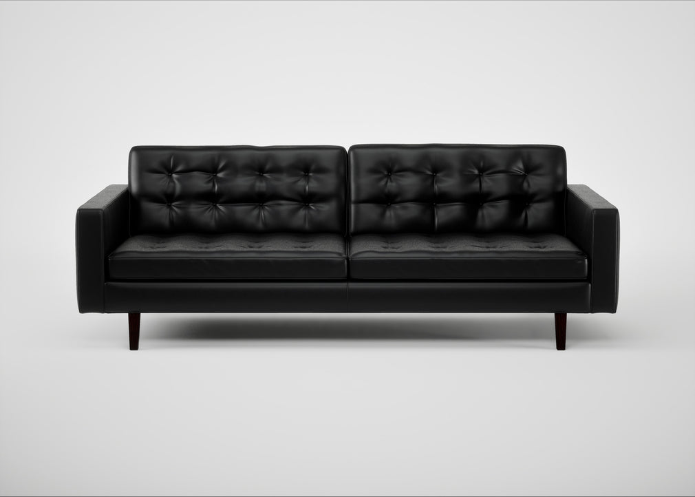 Hepburn 4 Seater Sofa Leather Stonewash Black 263 / Wenge Black