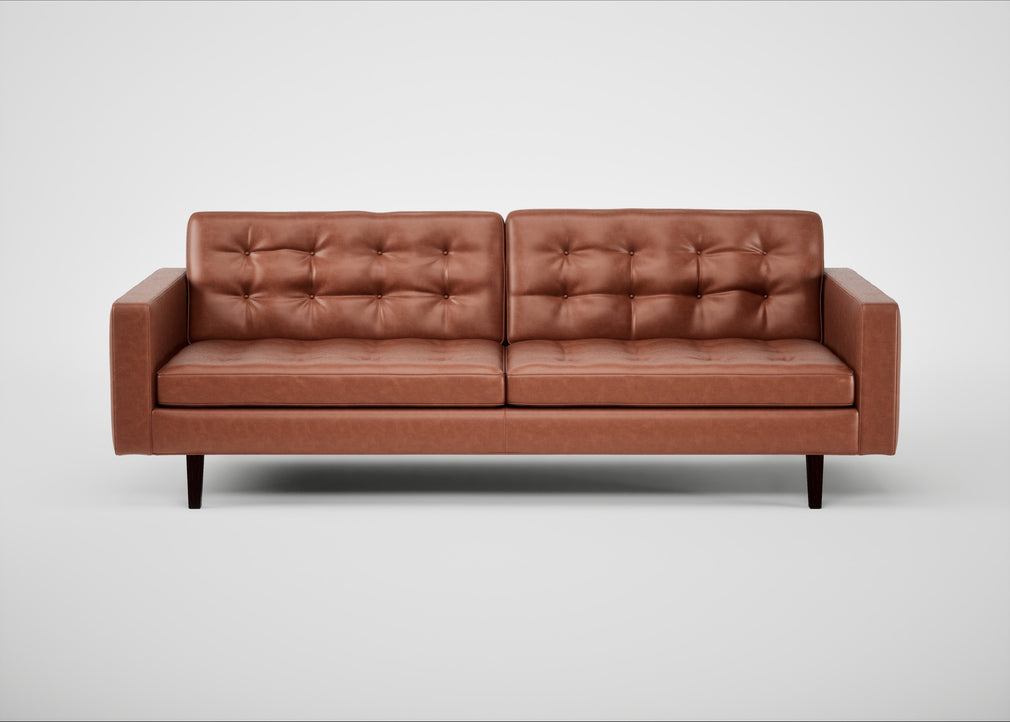 Hepburn 4 Seater Sofa Leather Stonewash Light Brown 274 / Walnut