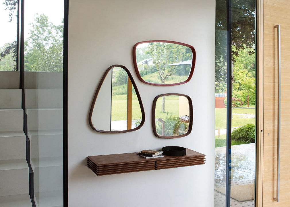 Mix 3 Triangular Wall Mirror Canaletta Walnut