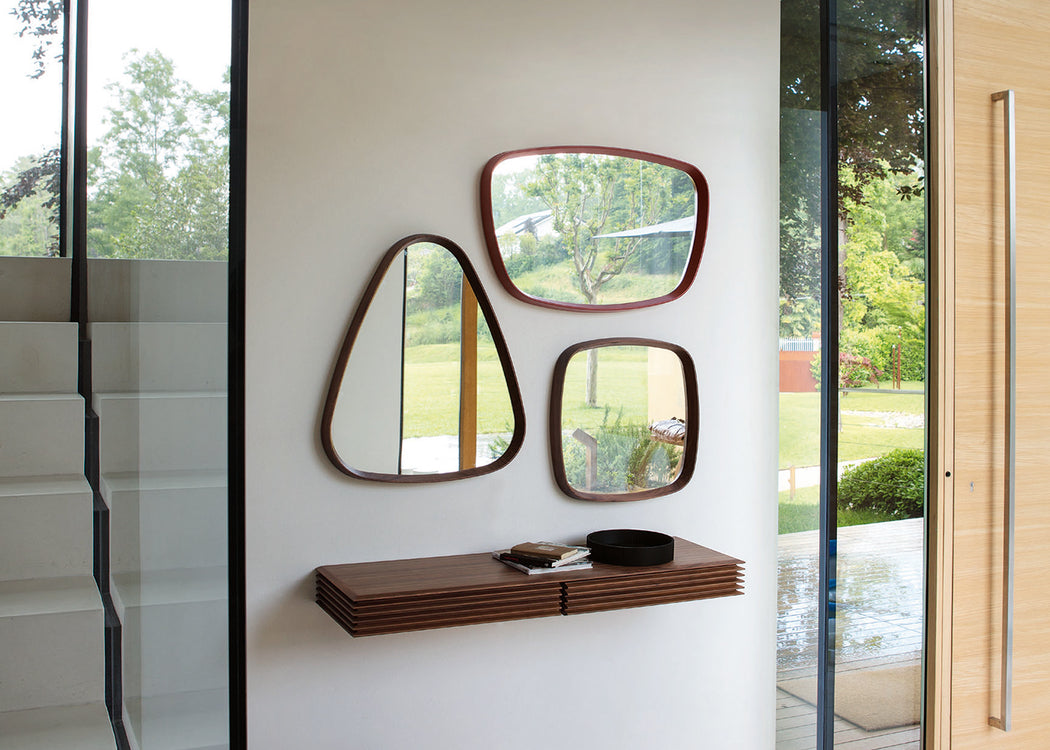 Mix 3 Triangular Wall Mirror Canaletta Walnut