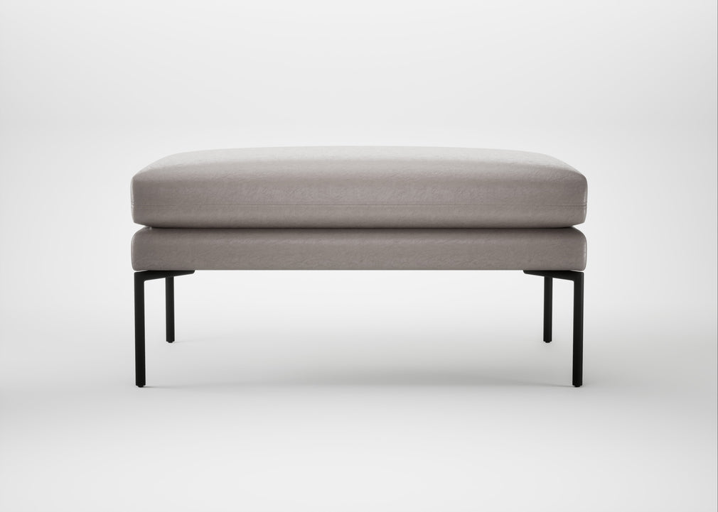 Matera Ottoman Daino Leather Elephant / Black