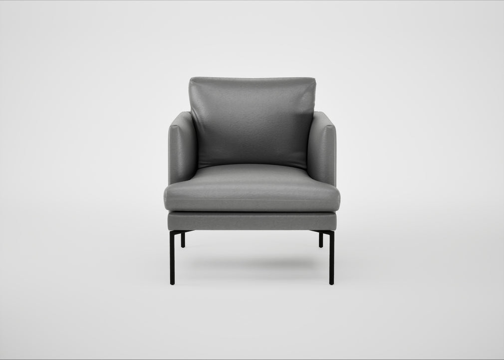 Matera Armchair Daino Leather Steel / Black