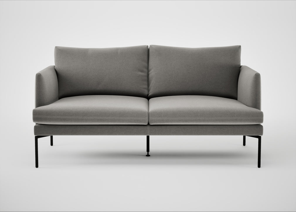 Matera 2 Seater Sofa Nobilis Velvet Dolphin / Black