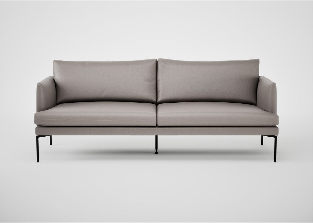 Matera 3 Seater Sofa Daino Leather Elephant / Black