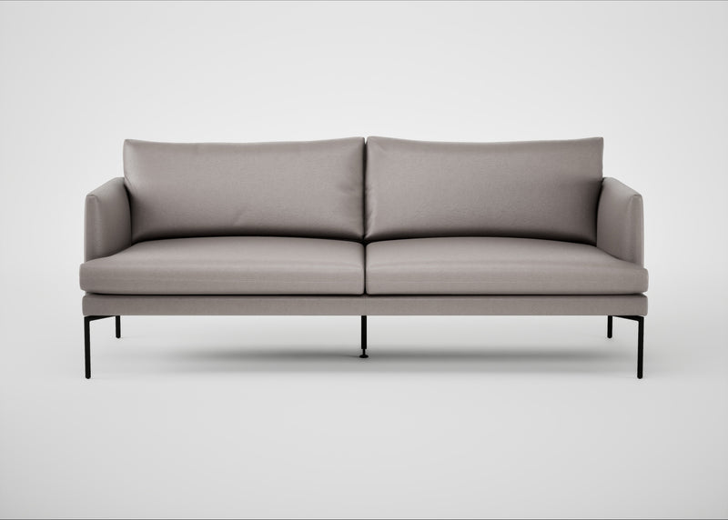 Matera 3 Seater Sofa Daino Leather Elephant / Black
