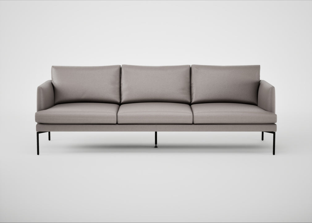 Matera 4 Seater Sofa Daino Leather Elephant / Black