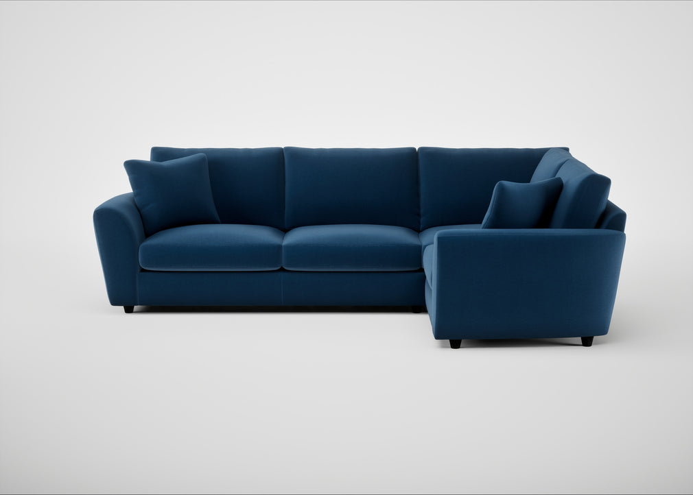 Snooze Right Hand Facing Corner Sofa Cotton Velvet Petrol