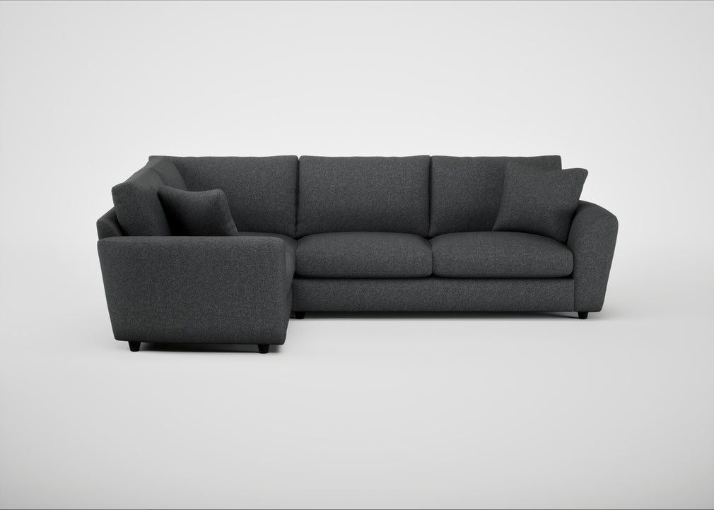 Snooze Left Hand Facing Corner Sofa Melton Wool Granite