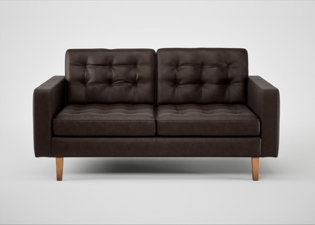 Hepburn 2 Seater Sofa Leather Grain Chocolate 066 / Natural