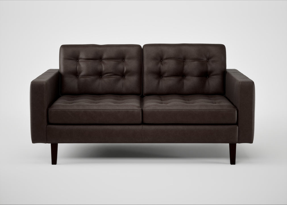 Hepburn 2 Seater Sofa Leather Grain Chocolate 066 / Wenge Black