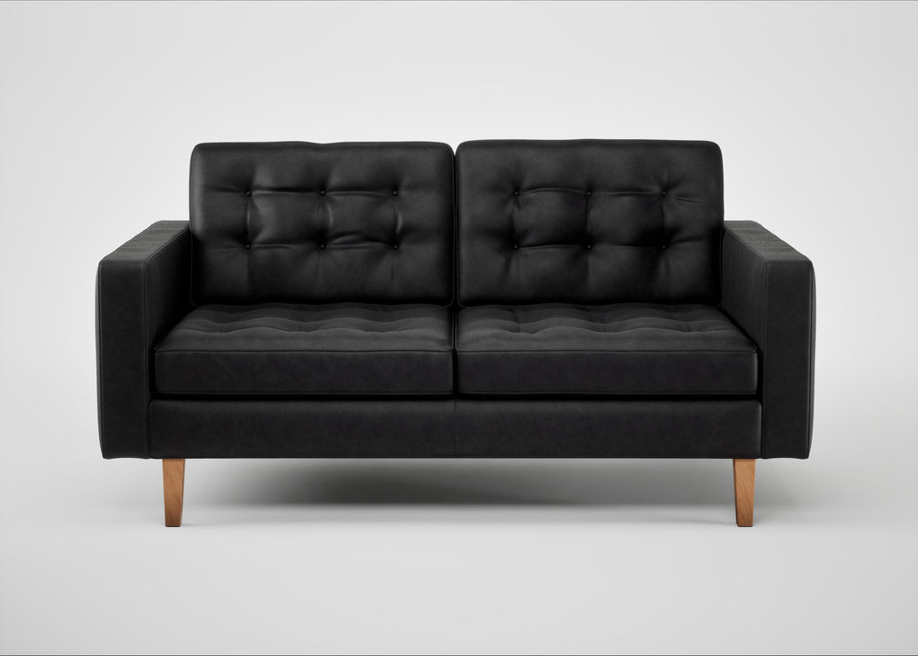 Hepburn 2 Seater Sofa Leather Grain Graphite 063 / Natural