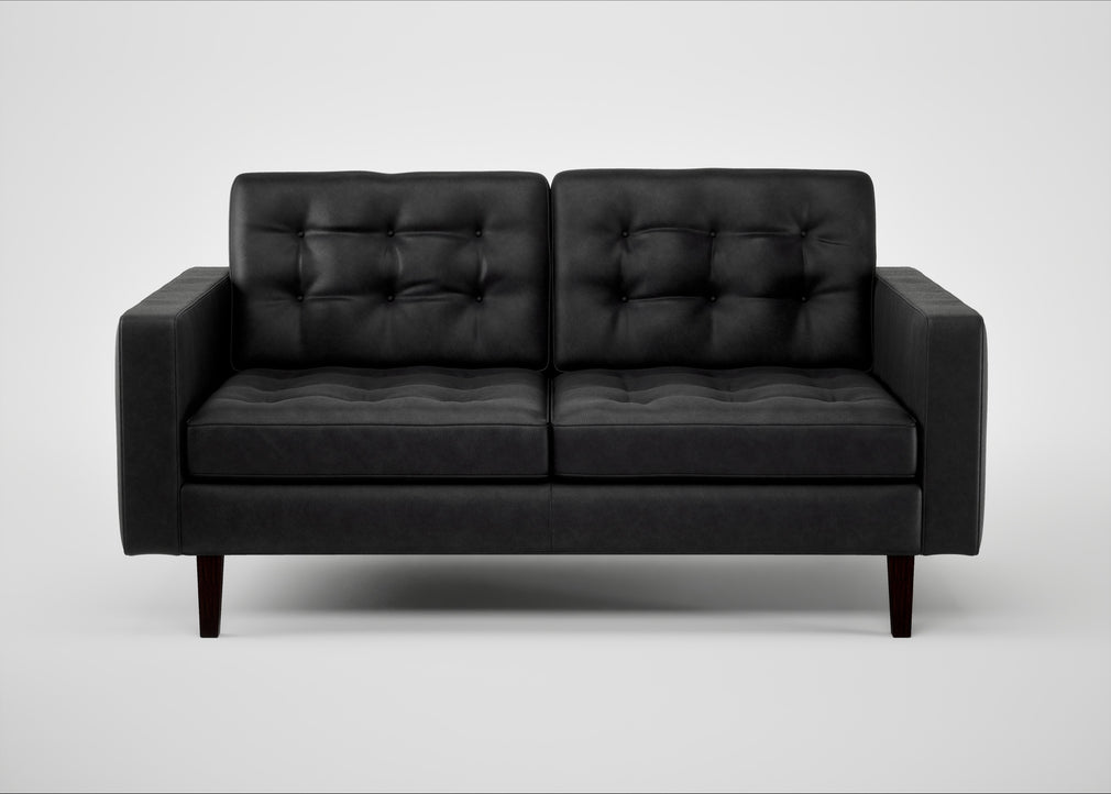 Hepburn 2 Seater Sofa Leather Grain Graphite 063 / Wenge Black