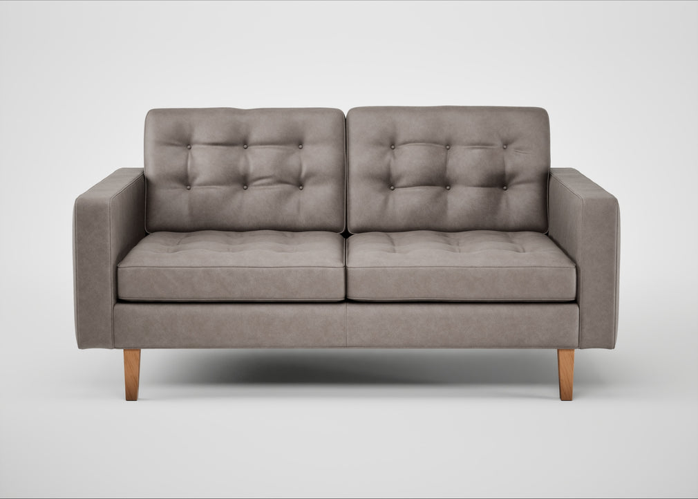 Hepburn 2 Seater Sofa Leather Grain Light Grey 060 / Natural