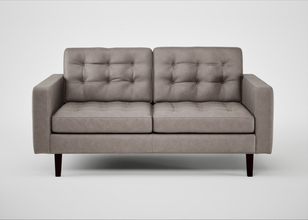 Hepburn 2 Seater Sofa Leather Grain Light Grey 060 / Wenge Black