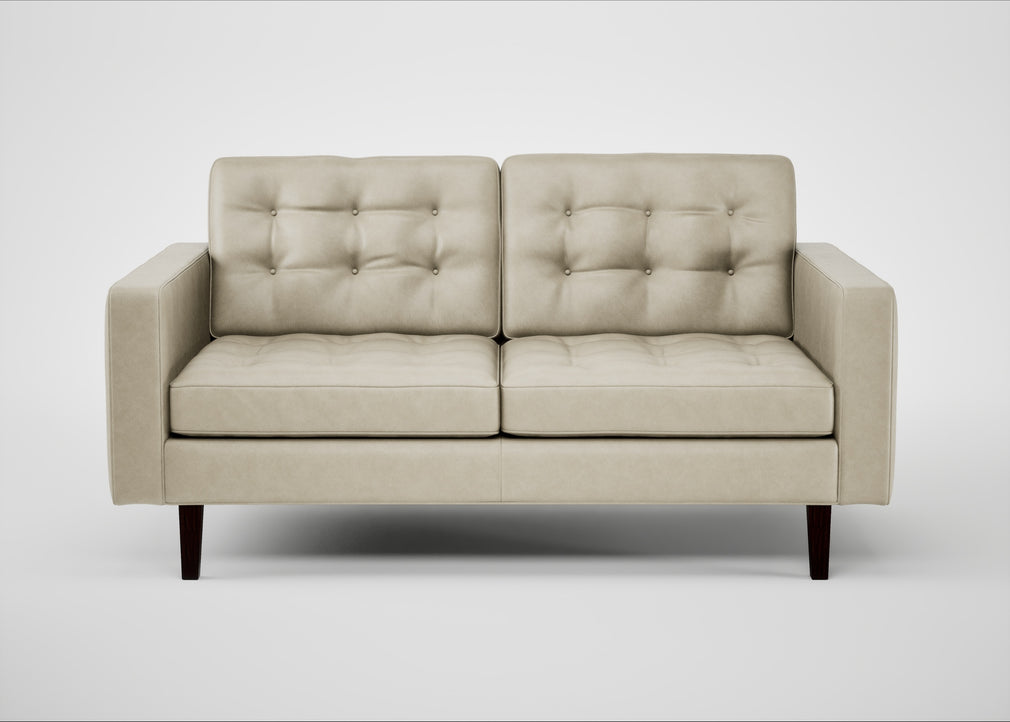 Hepburn 2 Seater Sofa Leather Grain Storm 006 / Wenge Black