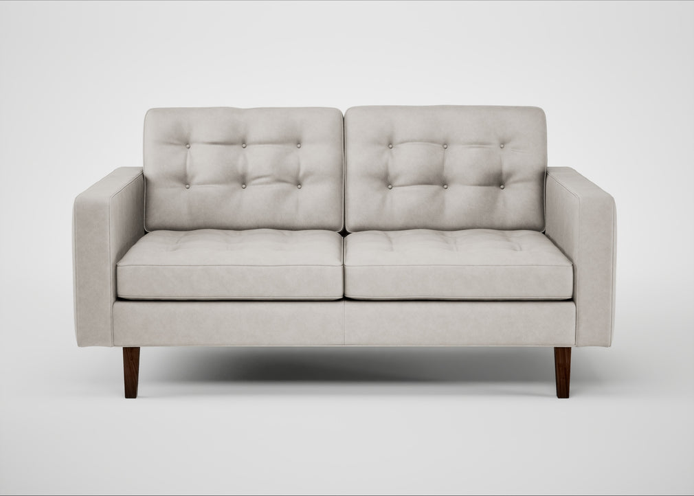 Hepburn 2 Seater Sofa Leather Grain White 000 / Walnut