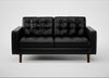 Hepburn 2 Seater Sofa Leather Stonewash Black 263 / Walnut