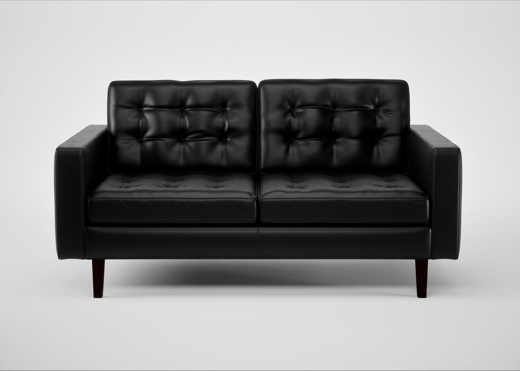 Hepburn 2 Seater Sofa Leather Stonewash Black 263 / Wenge Black