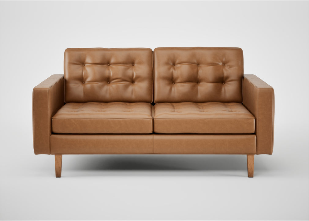 Hepburn 2 Seater Sofa Leather Stonewash Toffee 277 / Natural