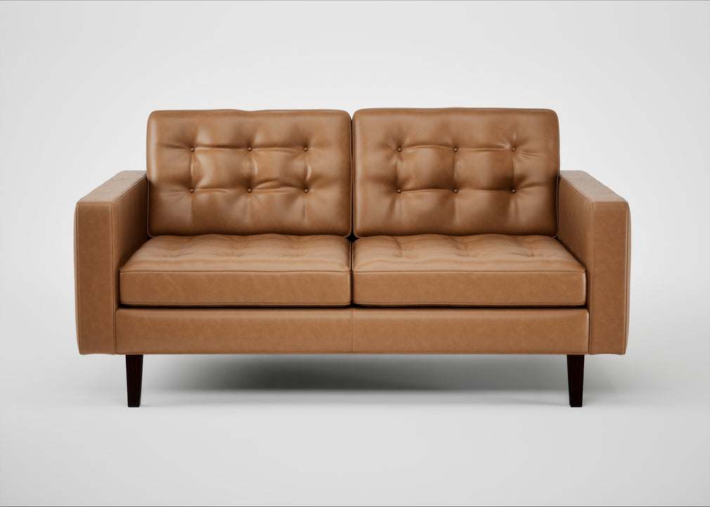 Hepburn 2 Seater Sofa Leather Stonewash Toffee 277 / Wenge Black