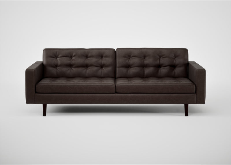Hepburn 4 Seater Sofa Leather Grain Chocolate 066 / Walnut