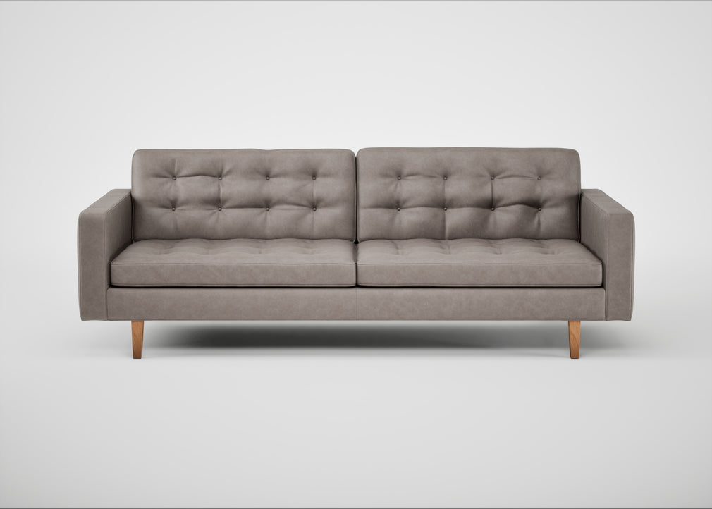 Hepburn 4 Seater Sofa Leather Grain Light Grey 060 / Natural