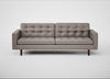 Hepburn 4 Seater Sofa Leather Grain Light Grey 060 / Walnut