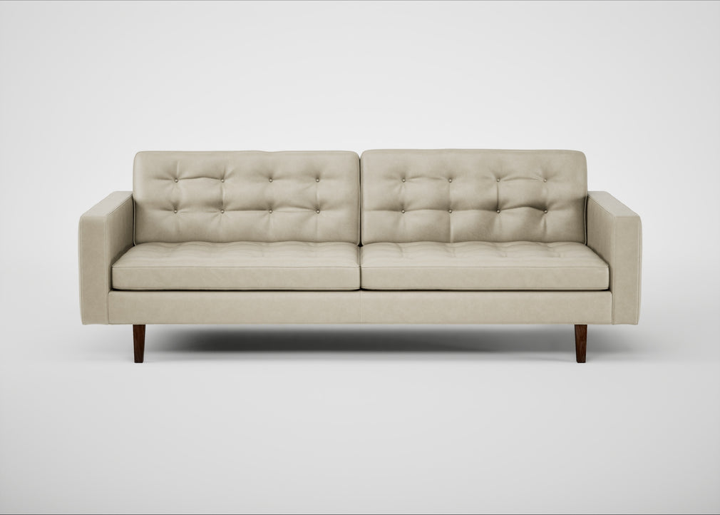Hepburn 4 Seater Sofa Leather Grain Storm 006 / Walnut