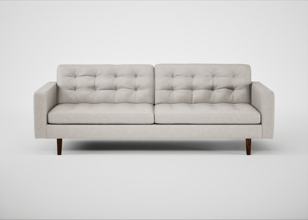 Hepburn 4 Seater Sofa Leather Grain White 000 / Walnut