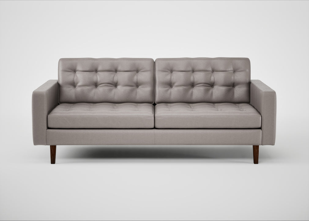 Hepburn 3 Seater Sofa Daino Leather Elephant / Walnut